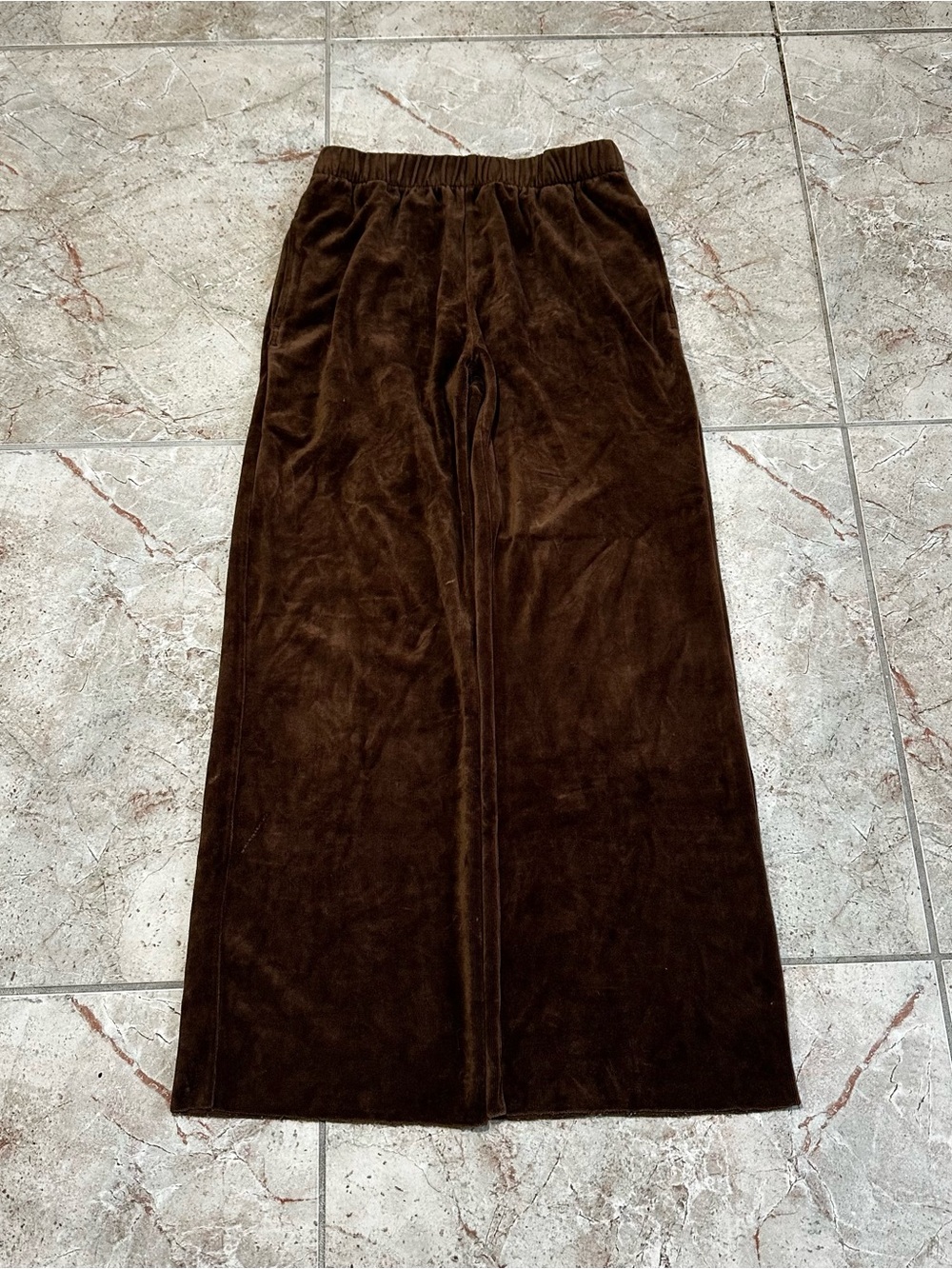 Kids Brown Velour Wide-Leg Bottoms